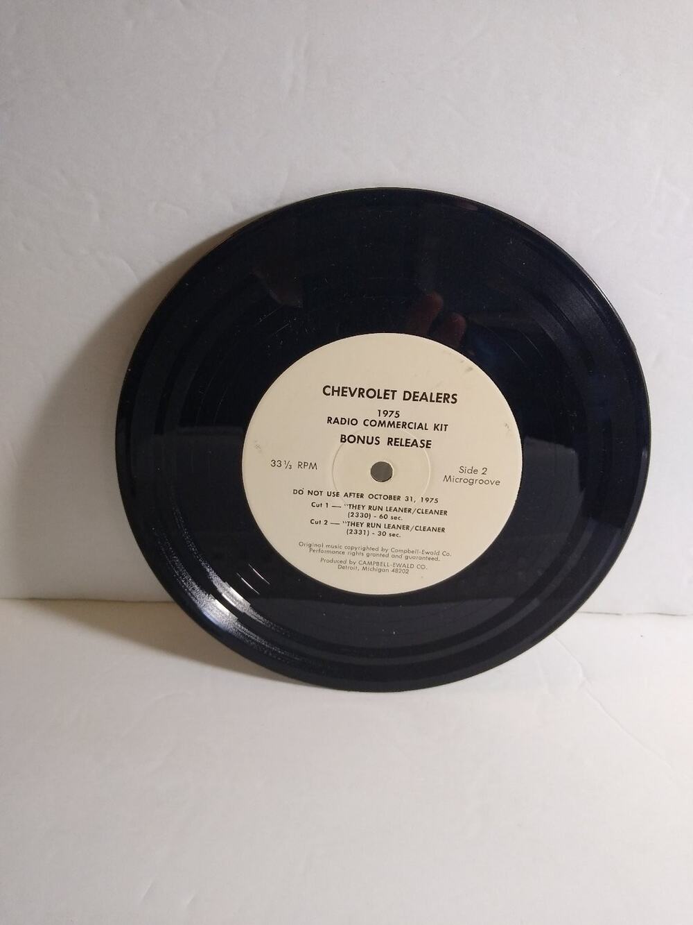 Chevrolet Dealers – 1975 Radio Commercial Kit Promo 7" Vinyl Campbell-Ewald